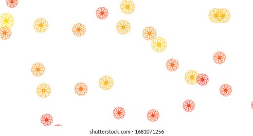 Light Orange vector doodle texture with flowers. Simple design with flowers on abstarct background. Smart design for wrapping, wallpapers.