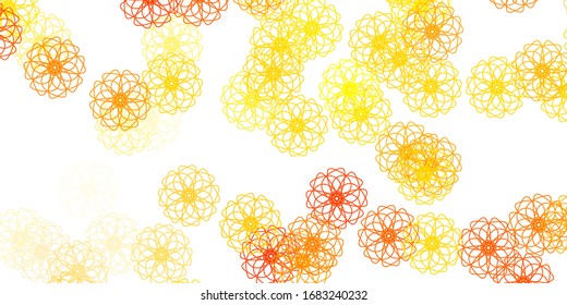 Light Orange vector doodle texture with flowers. Simple colored illustration with abstarct flowers. Colorful pattern for spring parties.