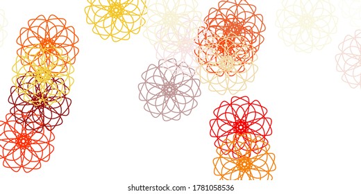 Light orange vector doodle texture with flowers. Simple colored illustration with abstarct flowers. Colorful pattern for spring parties.