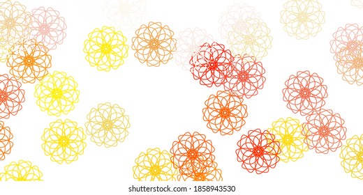 Light orange vector doodle texture with flowers. Simple colored illustration with abstarct flowers. Smart design for leaflets, books.