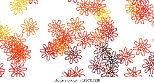 Light Orange vector doodle texture with flowers. Modern design with gradient Flowers on abstract background. Pattern for website designs.