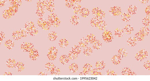 Light orange vector doodle texture with flowers. Abstract illustration with flowers in Origami style. Smart design for leaflets, books.