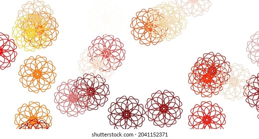Light orange vector doodle texture with flowers. Simple design with flowers on abstarct background. Smart design for wrapping, wallpapers.