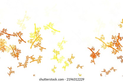 Light Orange vector doodle texture with branches. Leaves and branches with gradient on white background. Template for backgrounds of cell phones.