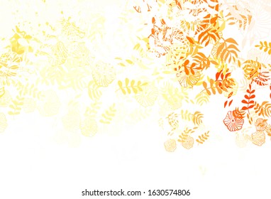 Light Orange vector elegant background with leaves, flowers. Modern abstract illustration with leaves and flowers. New template for your design.