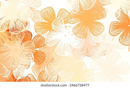 Light Orange vector elegant background with flowers Glitter abstract illustration with flowers. A new texture for your wallpaper design.
