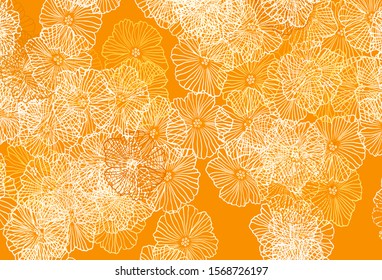 Light Orange vector elegant pattern with leaves. Modern abstract illustration with flowers. Colorful pattern for kid's books.