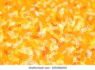 Light Orange vector elegant pattern with leaves. Brand new colored illustration in blurry style with leaves. Hand painted design for web, leaflets.