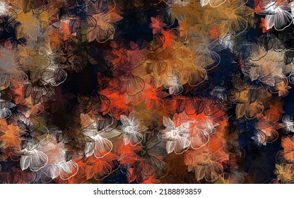 Light Orange vector elegant pattern and flowers  Creative illustration in blurred style and flowers  Colorful pattern for kid's books 