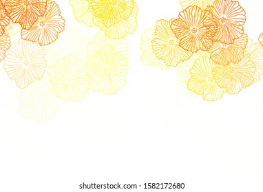 Light Orange vector elegant template with leaves. Shining colored illustration with flowers. Brand new design for your business.