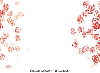 Light Orange vector elegant wallpaper with leaves. Glitter abstract illustration with doodles and leaves. Textured pattern for websites, banners.