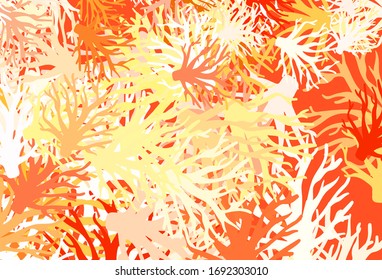 Light Orange vector elegant wallpaper with leaves. Shining colored illustration with leaves and branches. New design for your business.