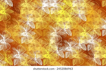 Light Orange vector elegant wallpaper with flowers. Brand new colored illustration with flowers. Elegant pattern for your brand book.