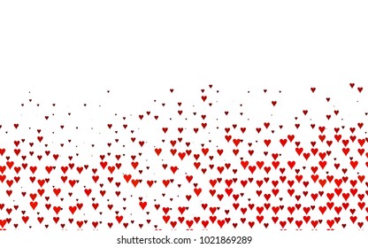Light Orange vector greeting Card Happy Valentine's Day. Pattern with isolated hearts on the white background. Colored illustration for your banner, website, advert.