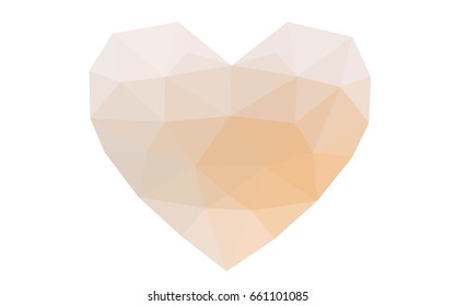 Light Orange vector greeting Card Happy Valentine's Day. Lettering with hearts on the white polygonal background. Colored triangular illustration for your business.
