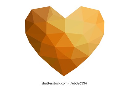 Light Orange vector greeting Card Happy Valentine's Day. Lettering with hearts on the white polygonal background. Colored triangular illustration for your business.