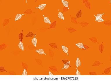 Light Orange vector hand painted texture. Decorative illustration with abstract colorful leaves. Completely new design for your business.