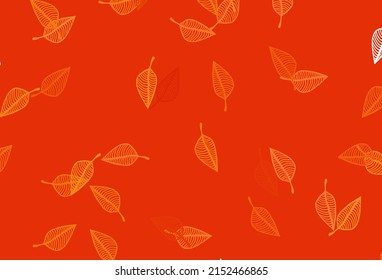 Light Orange vector hand painted template. Brand new colorful illustration in modern style with leaves. Pattern for heads of websites and designs.