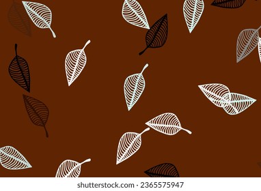 Light Orange vector hand painted backdrop. Colorful illustration in doodle style with leaves. The template for background of cell phones.