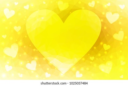 Light Orange vector heart isolated on white background. Geometric rumpled triangular low poly origami style gradient graphic illustration. Polygonal design for your business.