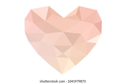 Light Orange vector heart isolated on white background. Geometric rumpled triangular low poly origami style gradient graphic illustration. Polygonal design for your business.