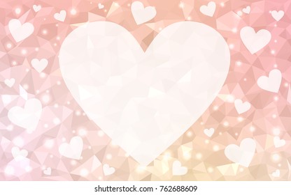 Light Orange vector heart isolated on white background. Geometric rumpled triangular low poly origami style gradient graphic illustration. Polygonal design for your business.
