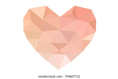 Light Orange vector heart isolated on white background. Geometric rumpled triangular low poly origami style gradient graphic illustration. Polygonal design for your business.