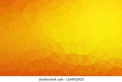 Light Orange vector hexagon mosaic texture. Triangular geometric sample with gradient.  The textured pattern can be used for background.
