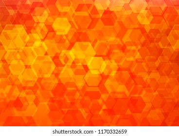 Light Orange vector hexagon mosaic template. An elegant bright illustration with gradient. Brand new style for your business design.