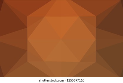 Light Orange vector hexagon mosaic texture. Triangular geometric sample with gradient.  The best triangular design for your business.