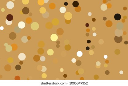 Light Orange vector illustration which consist of circles. Dotted gradient design for your business. Creative geometric background in halftone style with colored spots.