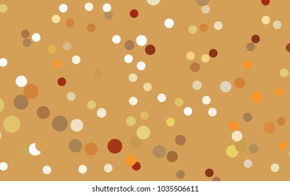 Light Orange vector illustration which consist of circles. Dotted gradient design for your business. Creative geometric background in halftone style with colored spots.