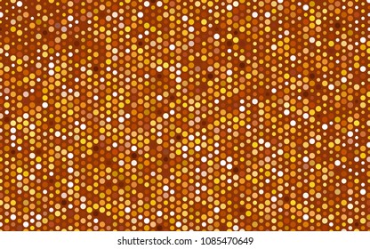 Light Orange vector illustration which consist of circles. Dotted gradient design for your business. Creative geometric background in halftone style with colored spots.