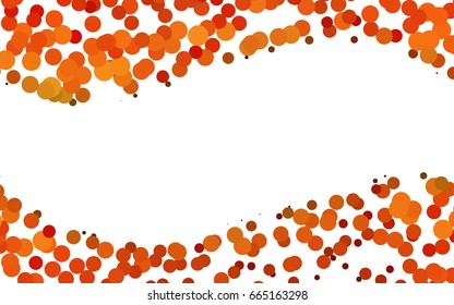 Light Orange vector illustration which consist of circles. Dotted gradient design for your business. Creative geometric background in halftone style with colored spots.