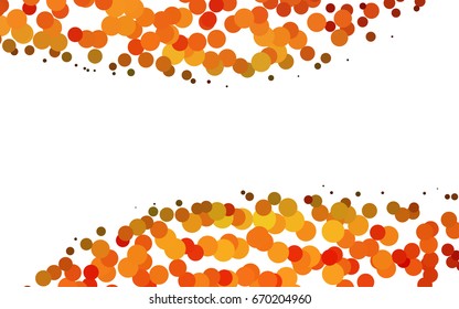 Light Orange vector illustration which consist of circles. Dotted gradient design for your business. Creative geometric background in halftone style with colored spots.