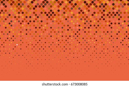 Light Orange vector illustration which consist of circles. Dotted gradient design for your business. Creative geometric background in halftone style with colored spots.