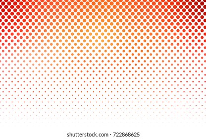 Light Orange vector illustration which consist of circles. Dotted gradient design for your business. Creative geometric background in halftone style with colored spots.