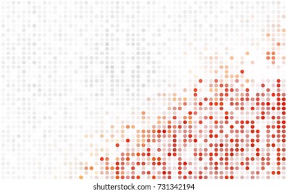 Light Orange vector illustration which consist of circles. Dotted gradient design for your business. Creative geometric background in halftone style with colored spots.