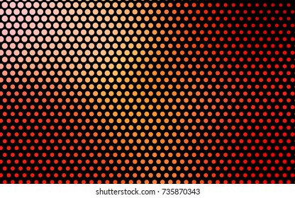Light Orange vector illustration which consist of circles. Dotted gradient design for your business. Creative geometric background in halftone style with colored spots.