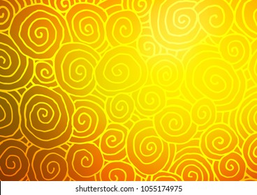 Light Orange vector indian curved texture. Decorative shining illustration with doodles on abstract template. The pattern can be used for coloring books and pages for kids.