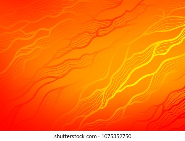 Light Orange vector indian curved template. Colorful abstract illustration with lines in Asian style. Hand painted design for web, leaflet, textile.