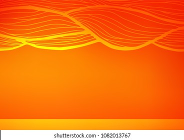 Light Orange vector indian curved background. Colorful abstract illustration with lines in Asian style. A new texture for your design.