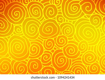 Light Orange vector indian curved pattern. Creative illustration in blurred style with doodles and Zen tangles. Hand painted design for web, leaflet, textile.
