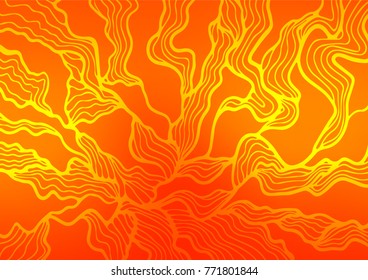Light Orange vector indian curved template. Glitter abstract illustration with doodles and Zen tangles. Brand-new design for your business.