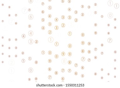 Light Orange vector layout with algebra elements. Blurred design in simple style with collection of numerals. Pattern for school, grammar websites.