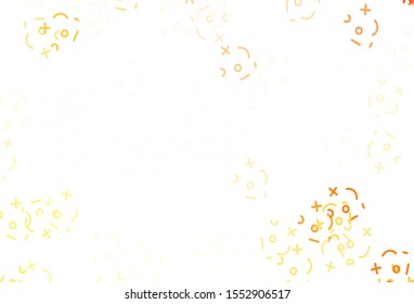 Light Orange vector layout with algebra elements. Colored mathematic signs with gradient on white background. Template for landing page of typography.