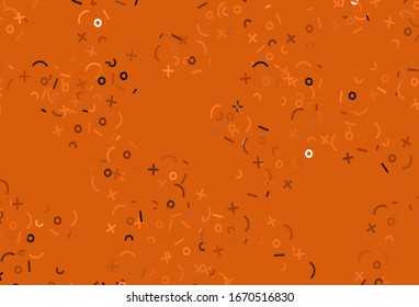 Light Orange vector layout with algebra elements. Modern geometrical illustration with numerals. Template for landing page of typography.