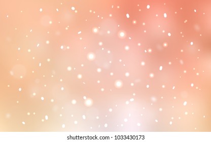 Light Orange vector layout with bright snowflakes. Glitter abstract illustration with crystals of ice. New year design for your business advert.