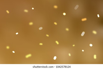 Light Orange vector layout with bright snowflakes. Snow on blurred abstract background with gradient. The pattern can be used for new year ad, booklets.
