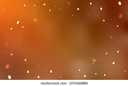 Light Orange vector layout with bright snowflakes. Blurred decorative design in xmas style with snow. New year design for your business advert.